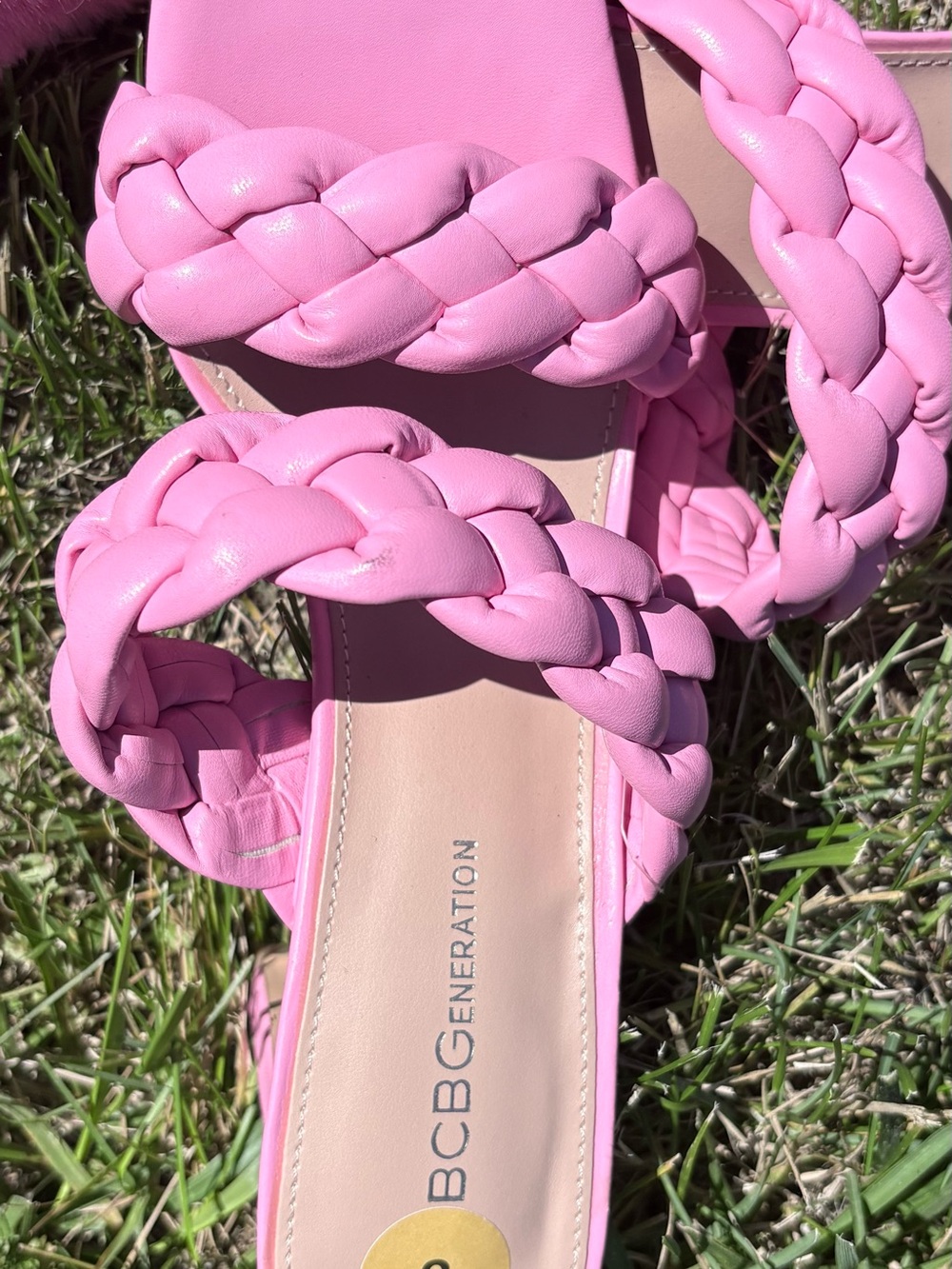 BCBGeneration Pink Braided Slide Heels - Picture 3 of 5